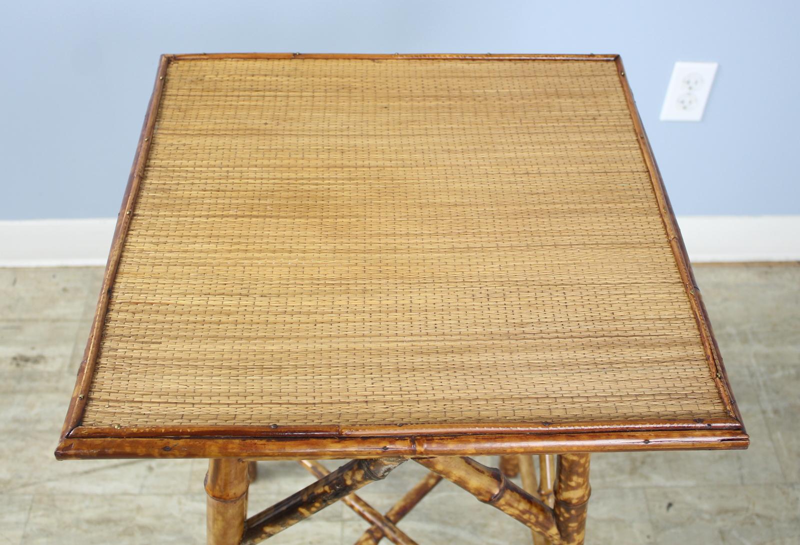 Square Top Antique Bamboo Side Table In Good Condition In Port Chester, NY