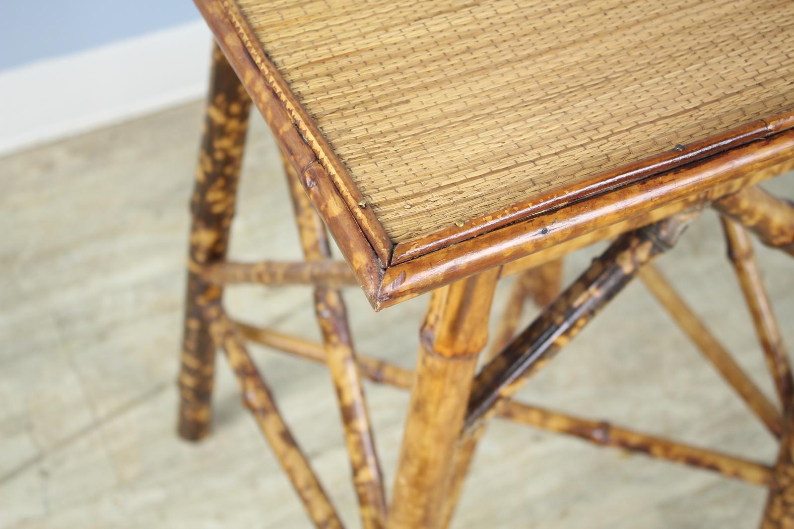 19th Century Square Top Antique Bamboo Side Table