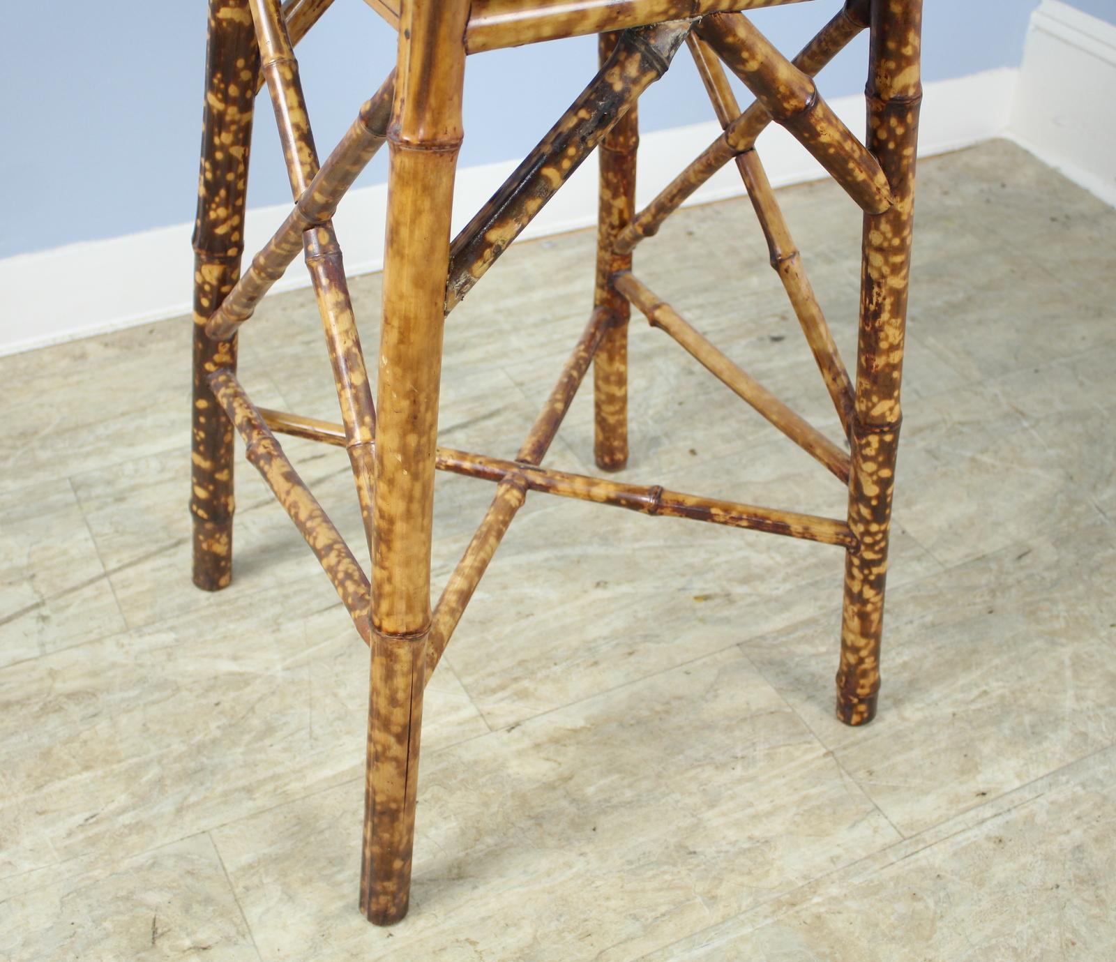 Square Top Antique Bamboo Side Table 1