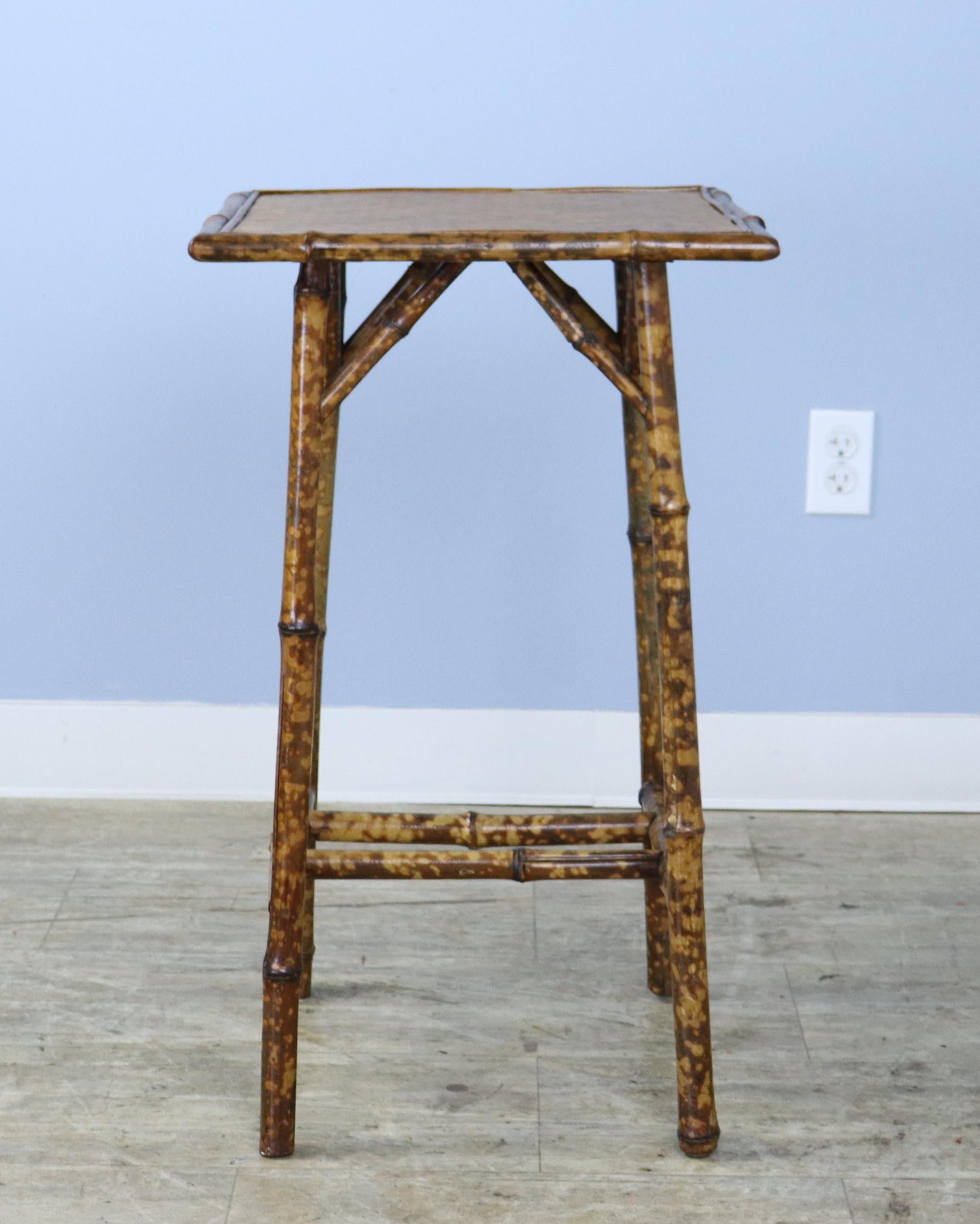 English Square Top Bamboo Side Table For Sale