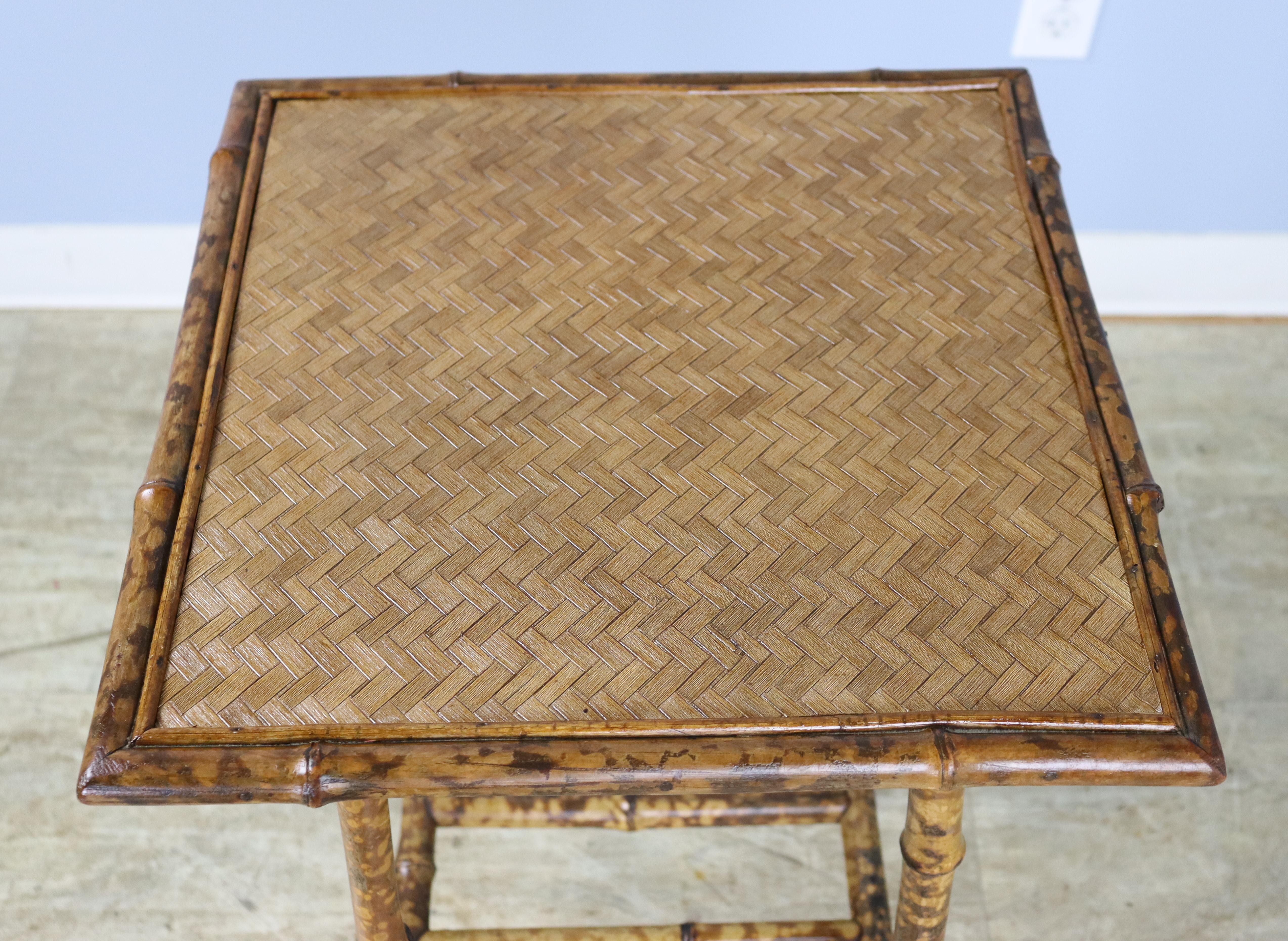 Square Top Bamboo Side Table In Good Condition For Sale In Port Chester, NY