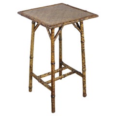 Antique Square Top Bamboo Side Table