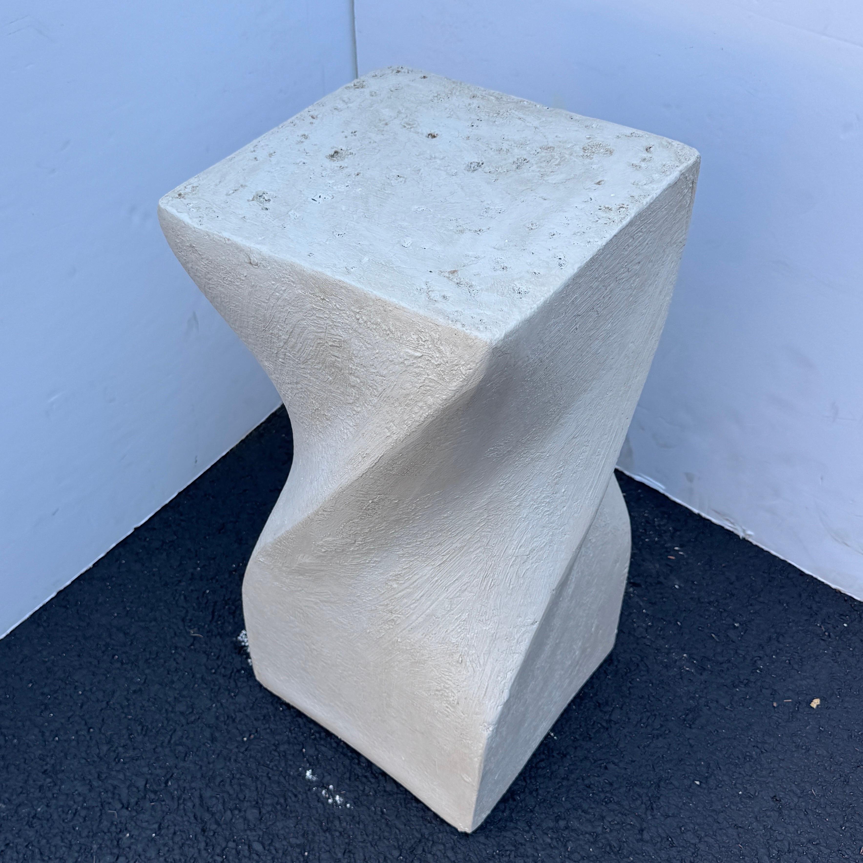 Square Top Twisted Pedestal Side End Table Sculpture 3