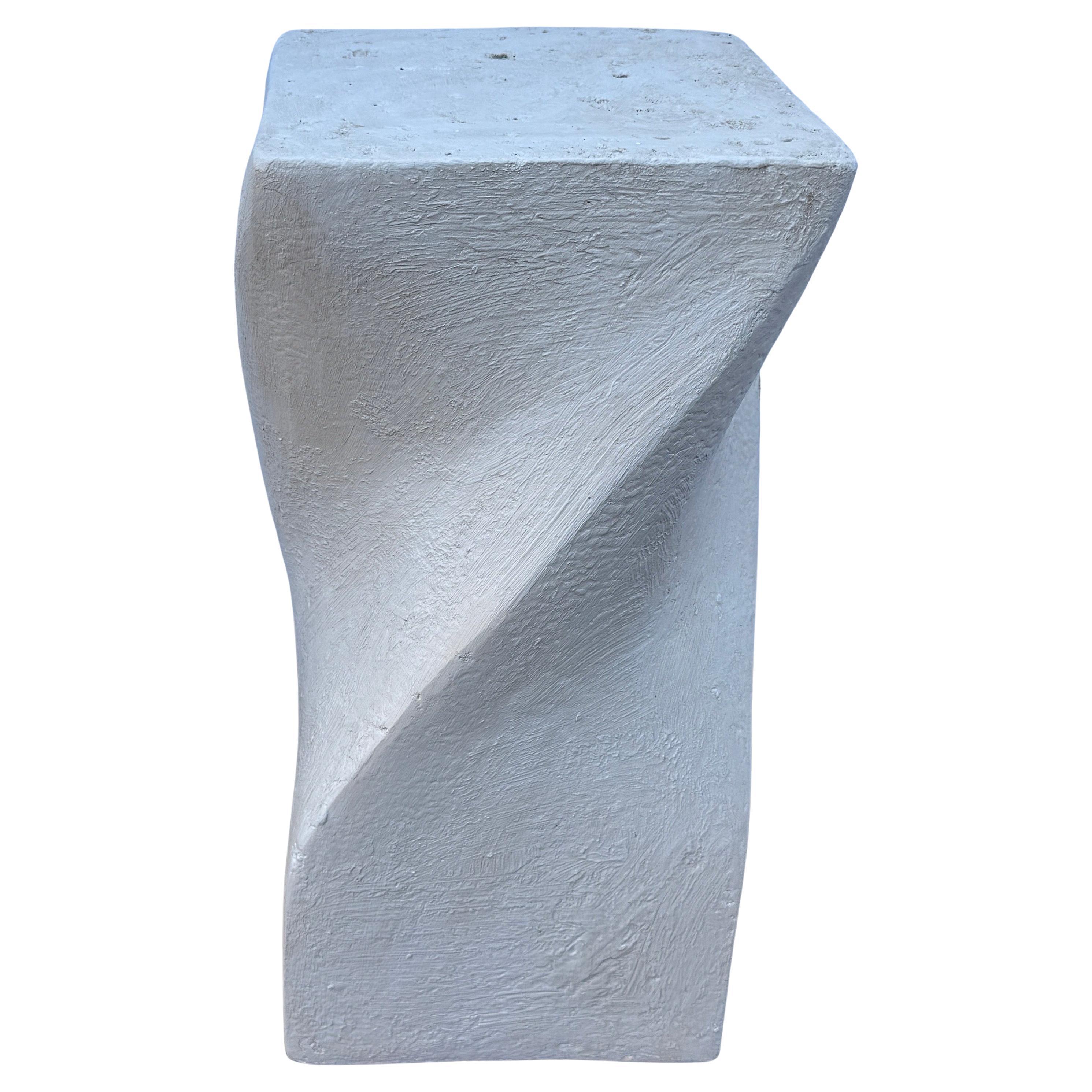 Organic Modern Square Top Twisted Pedestal Side End Table Sculpture