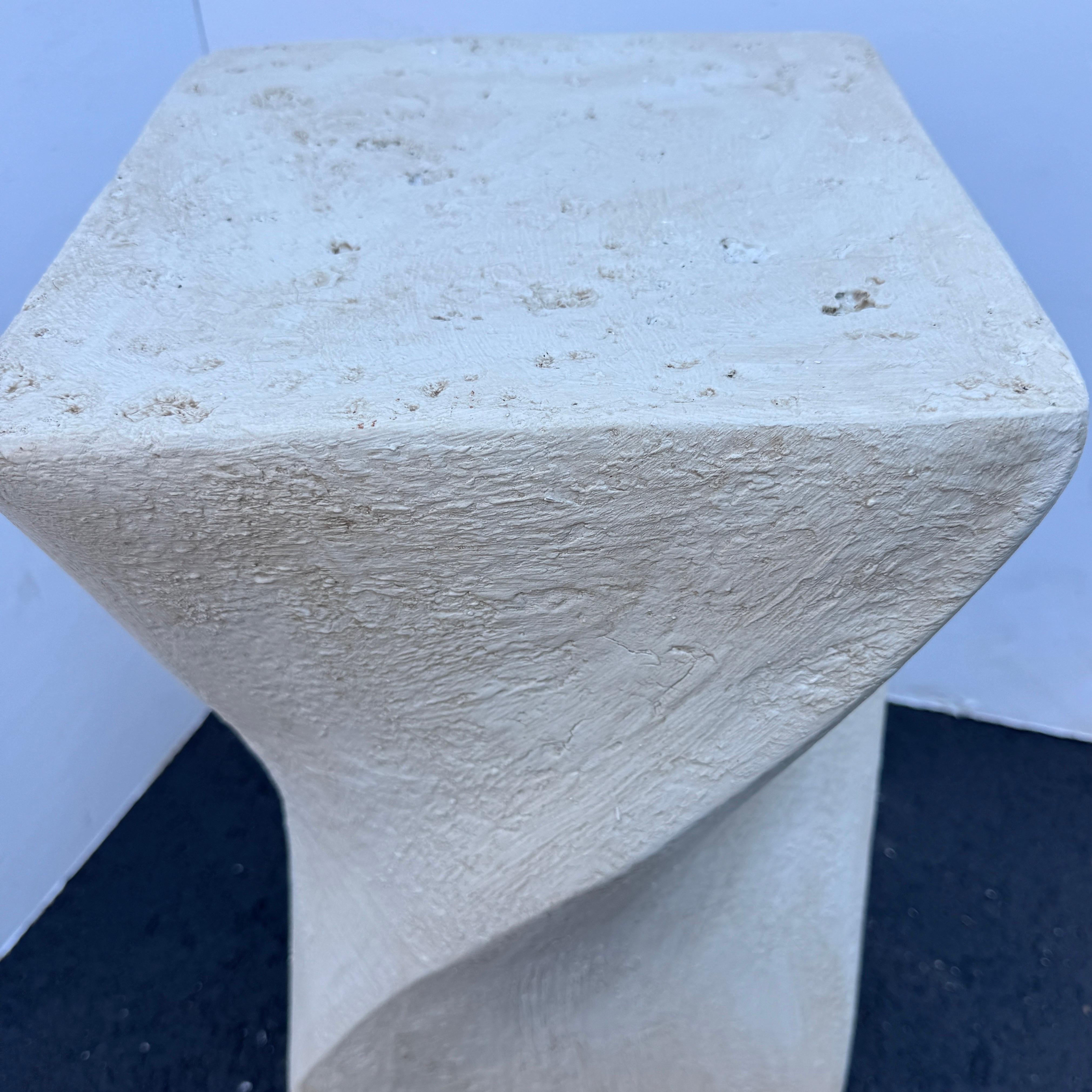 20th Century Square Top Twisted Pedestal Side End Table Sculpture