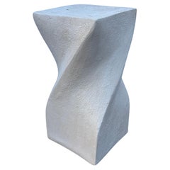 Square Top Twisted Pedestal Side End Table Sculpture