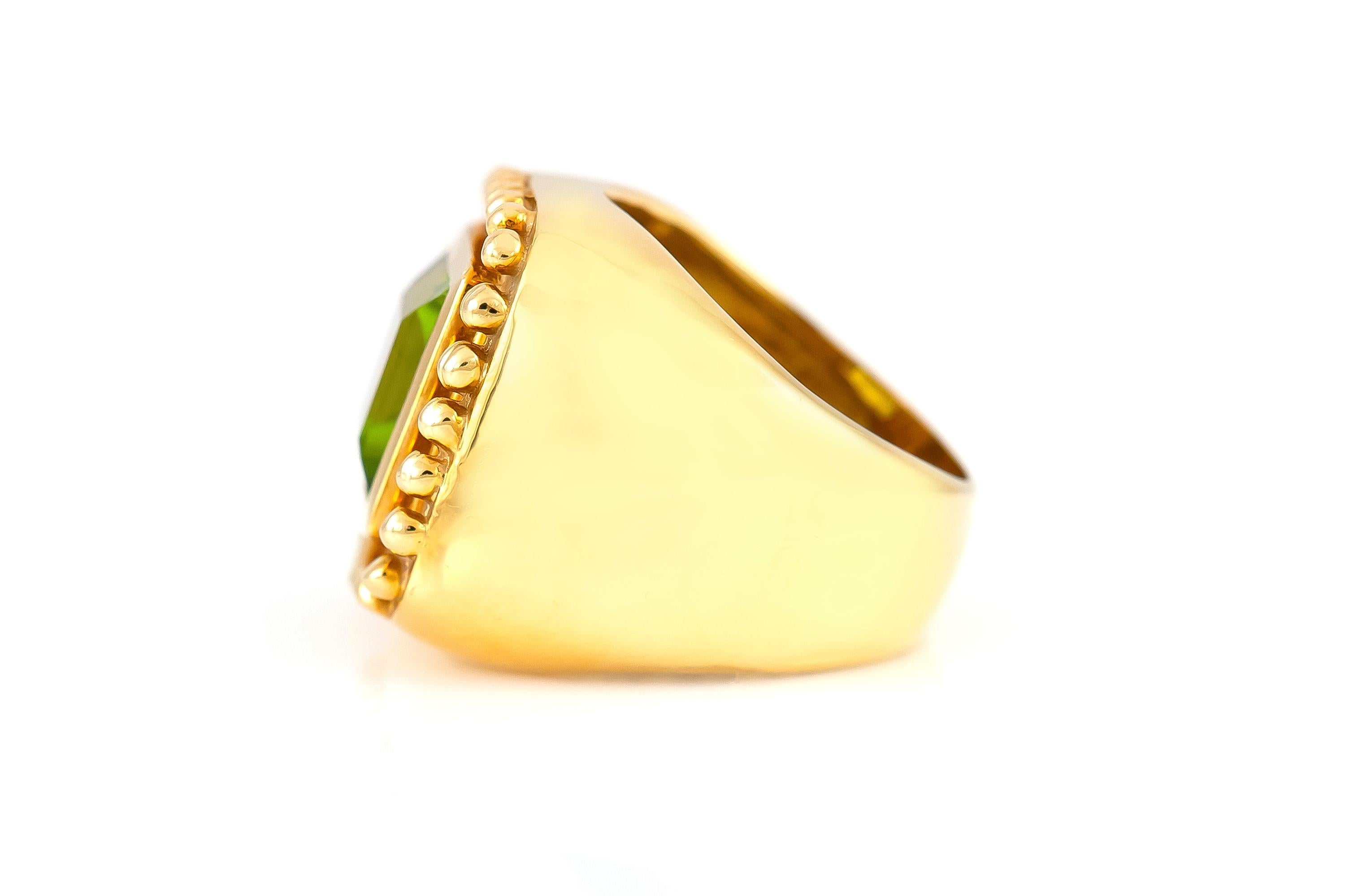 Asscher Cut Square Tourmaline Gold Cocktail Ring For Sale