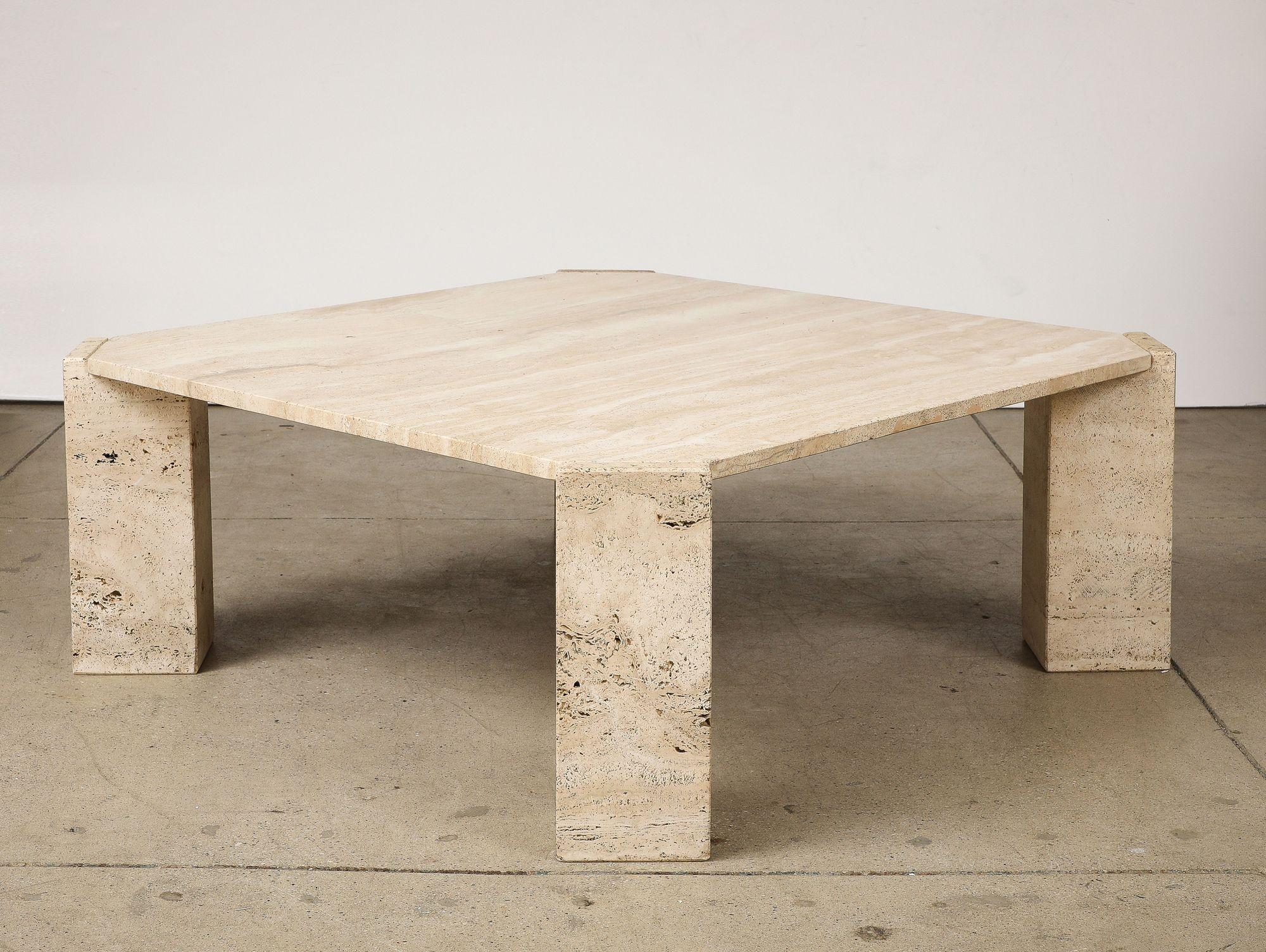 Square Travertine Cocktail Table, Italy 1970s For Sale at 1stDibs