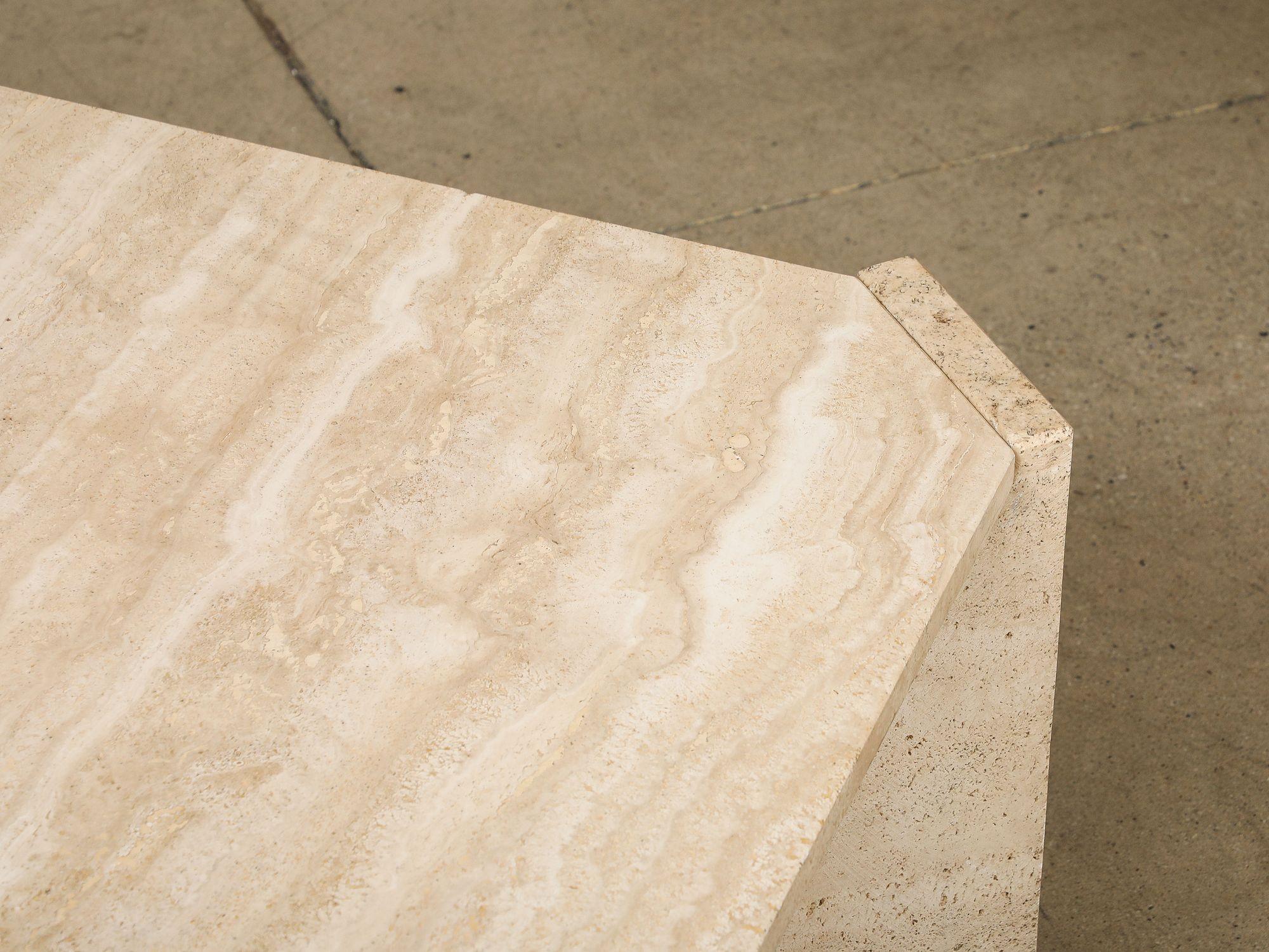 Square Travertine Cocktail Table, Italy 1970s For Sale at 1stDibs