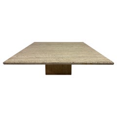 Square Travertine Coffee Table, 1970s–1980s