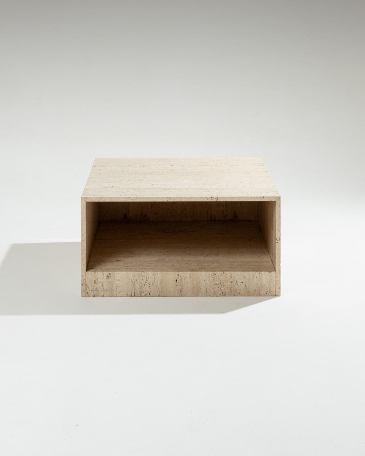 Mid-Century Modern Square Travertine Coffee Table, 1970s For Sale