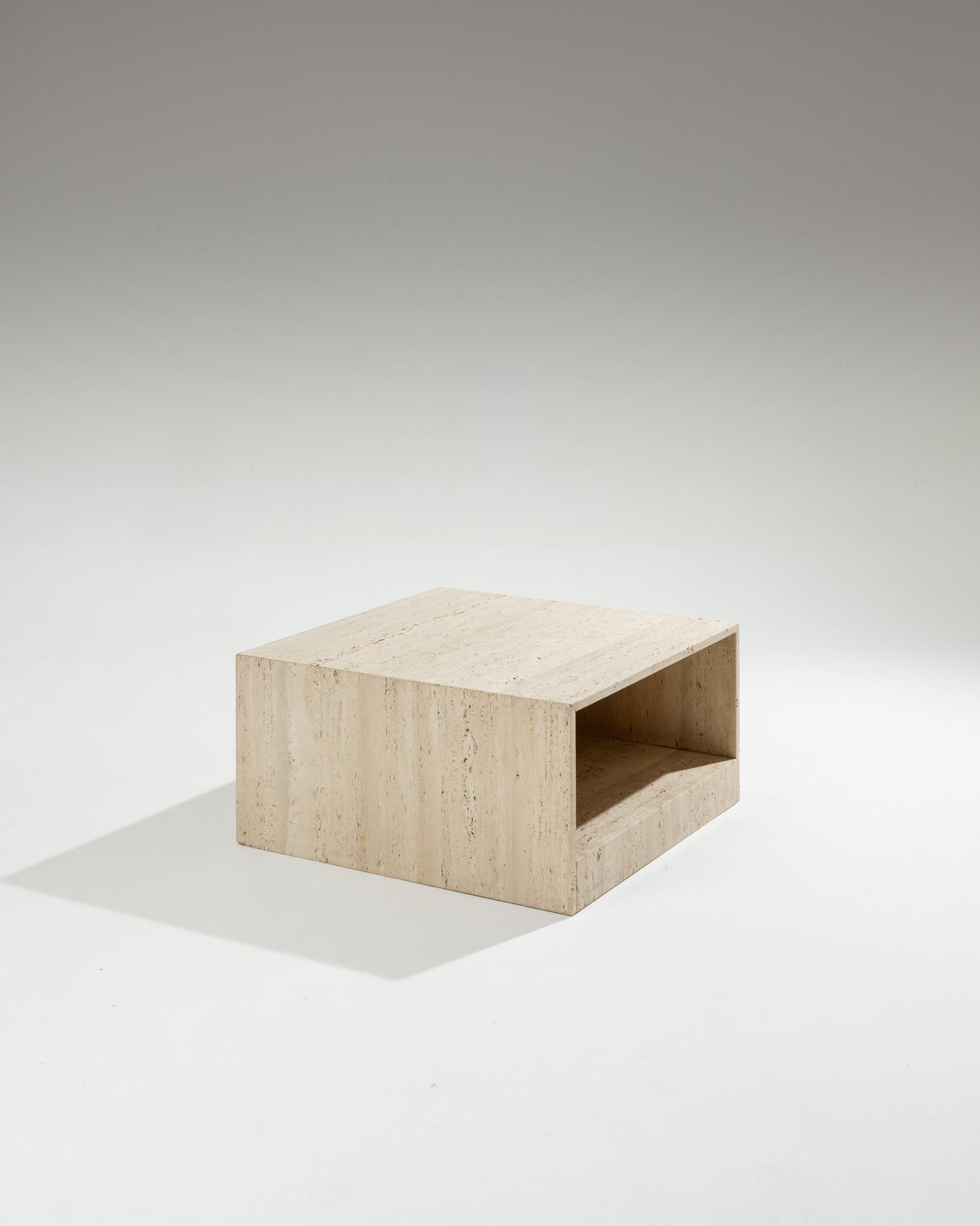 European Square Travertine Coffee Table, 1970s For Sale