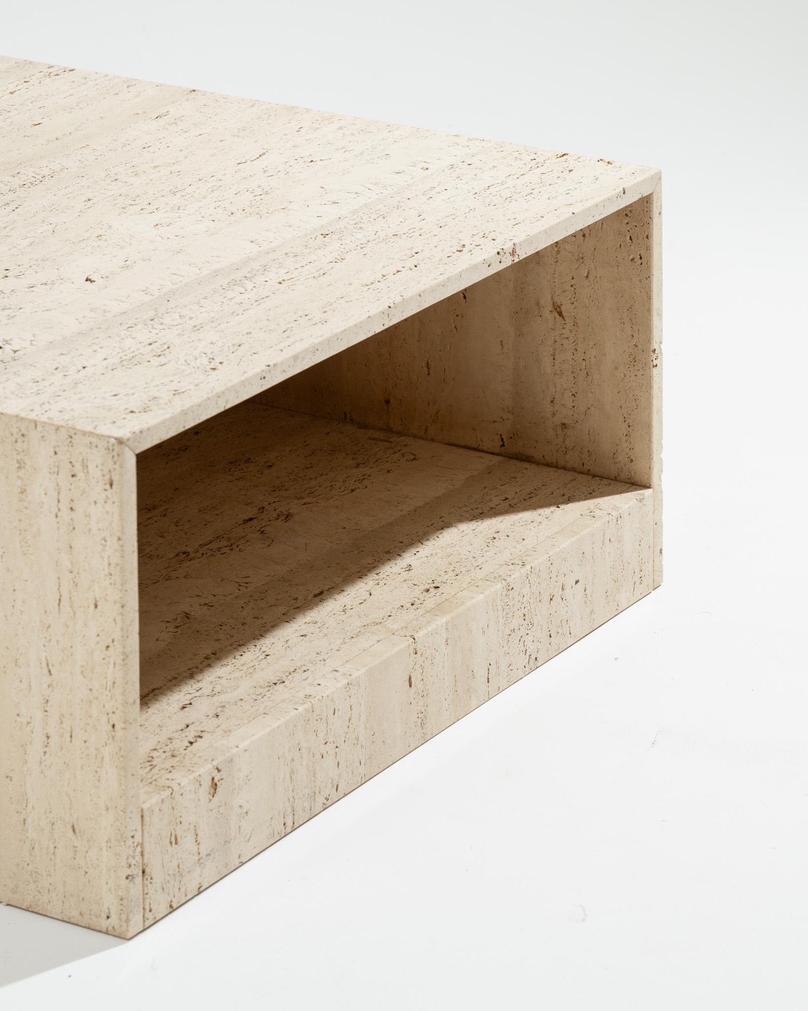 20th Century Square Travertine Coffee Table, 1970s For Sale