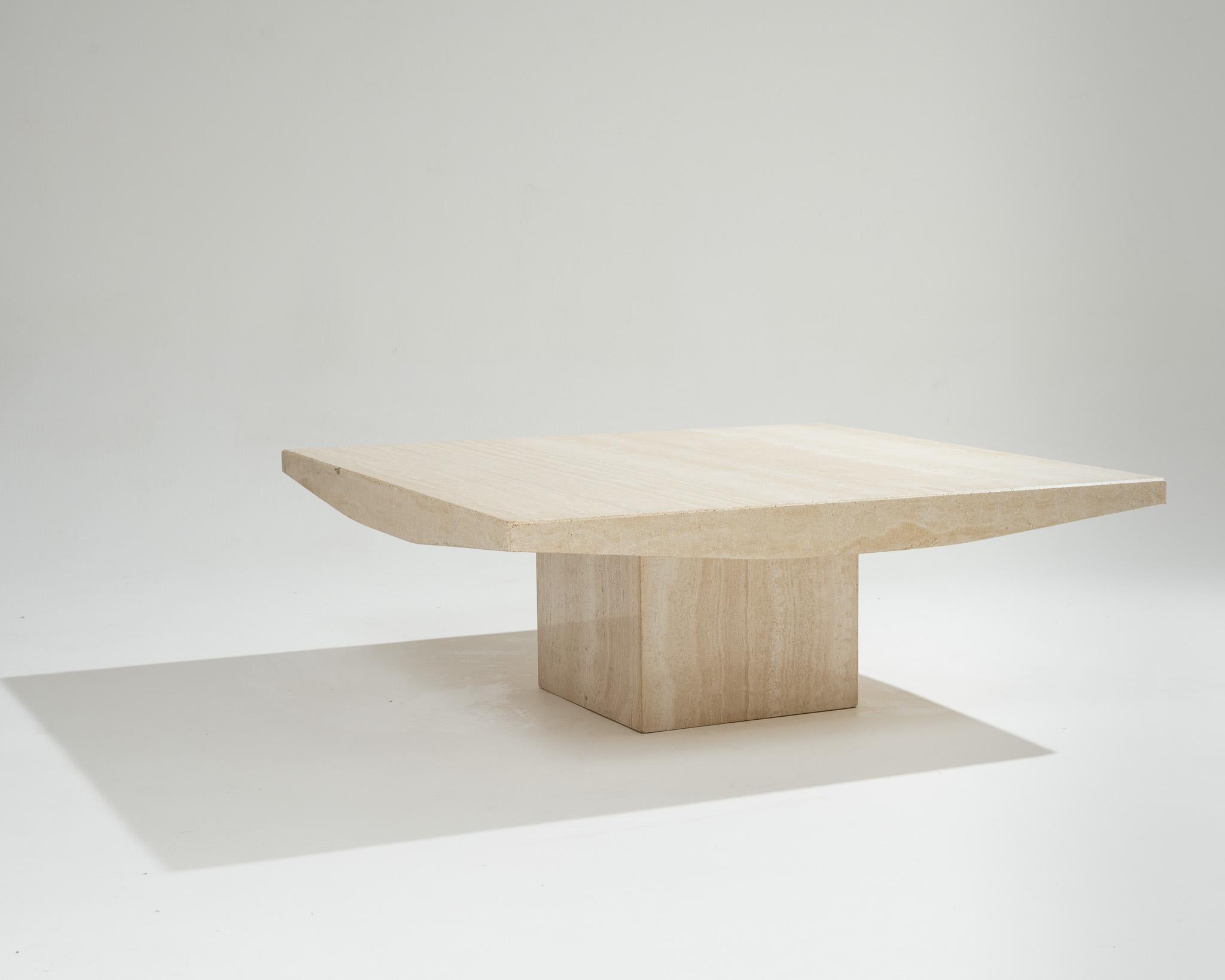 20th Century Square Travertine Coffee Table, 1970s For Sale
