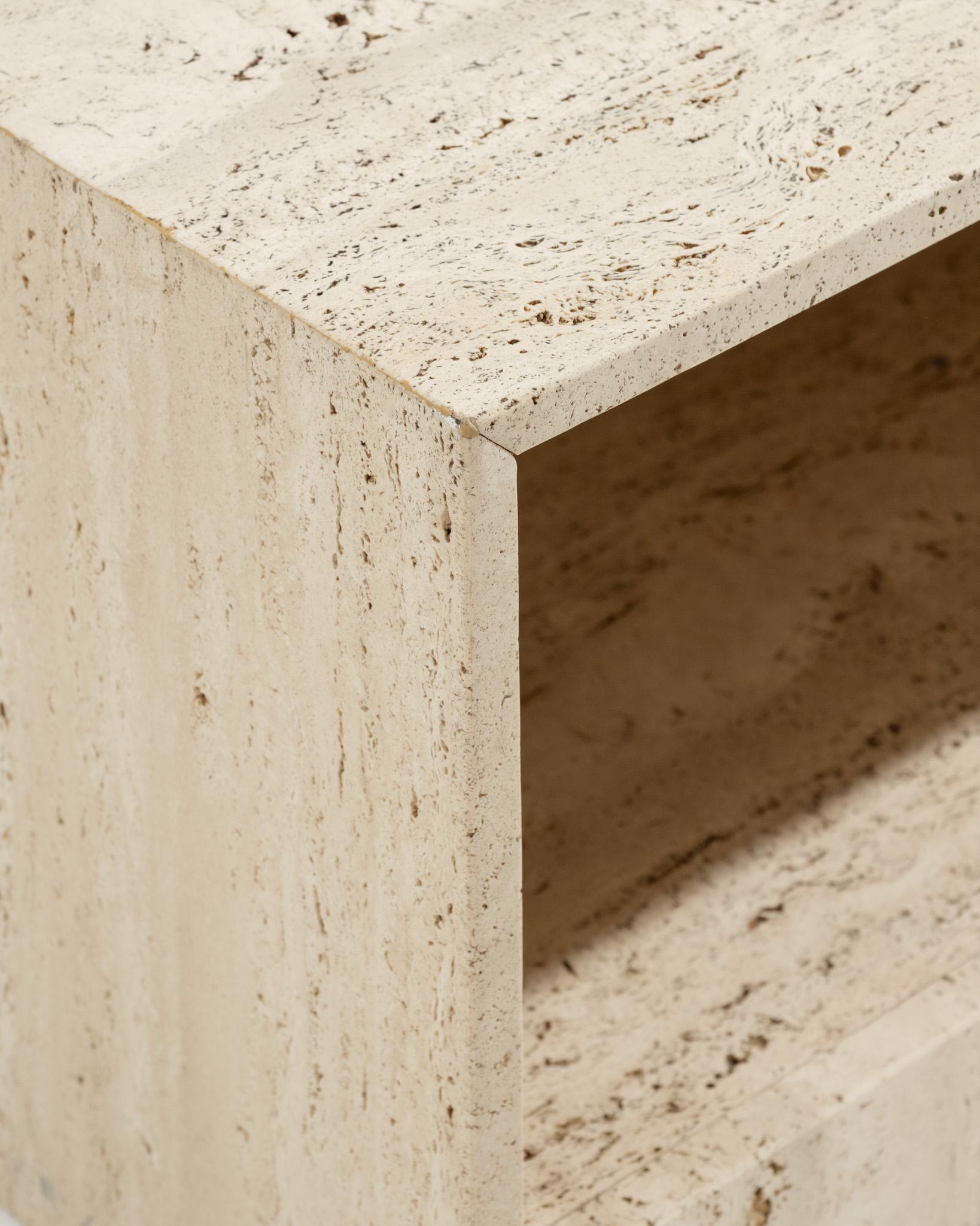 Square Travertine Coffee Table, 1970s For Sale 1