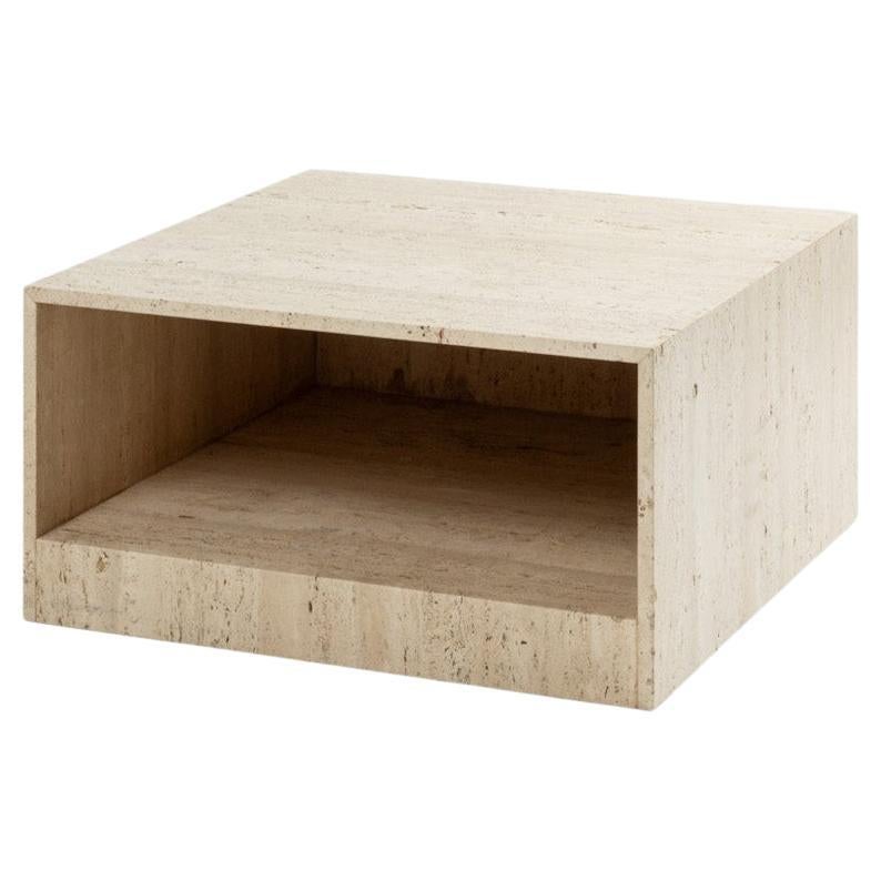 Square Travertine Coffee Table, 1970s For Sale
