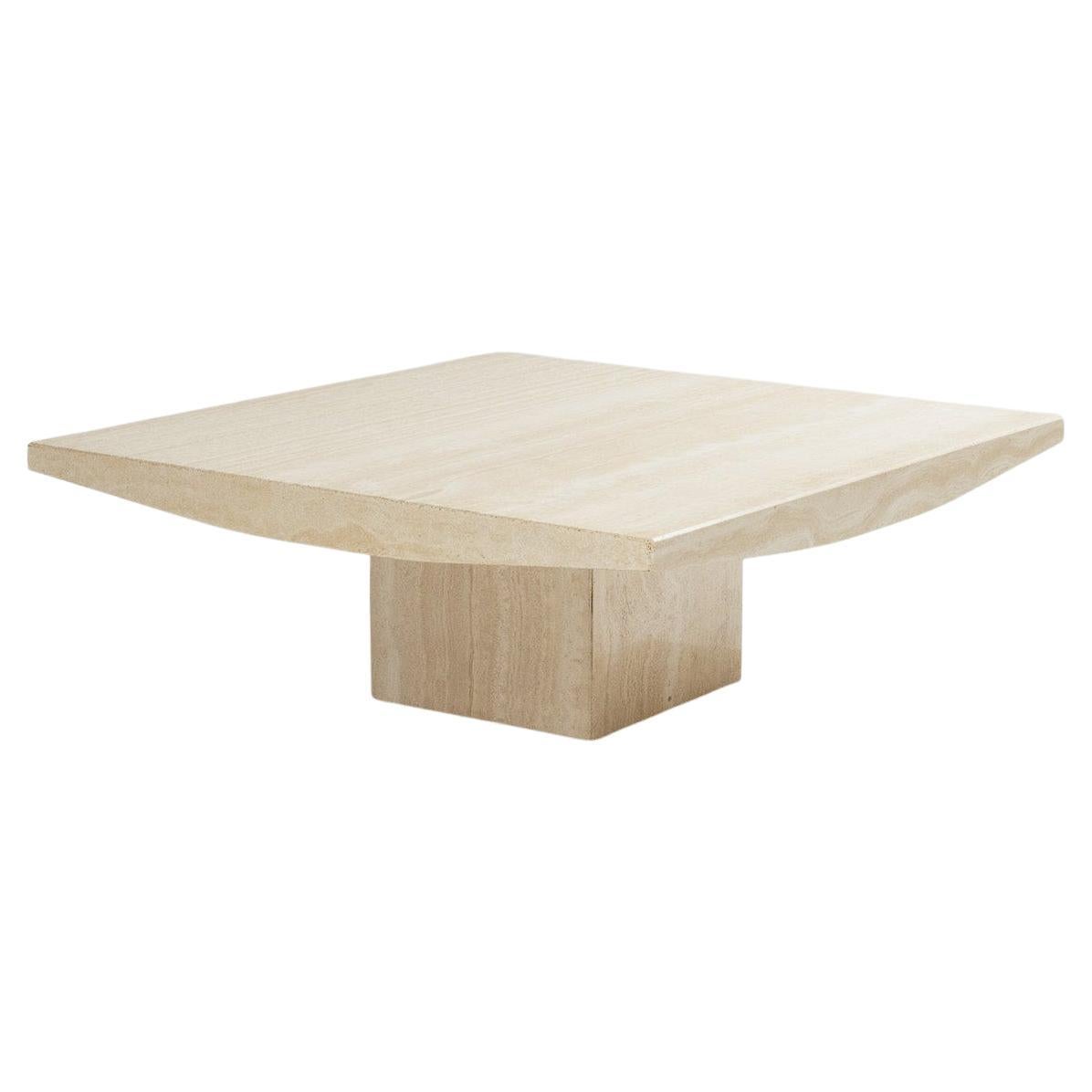 Square Travertine Coffee Table, 1970s