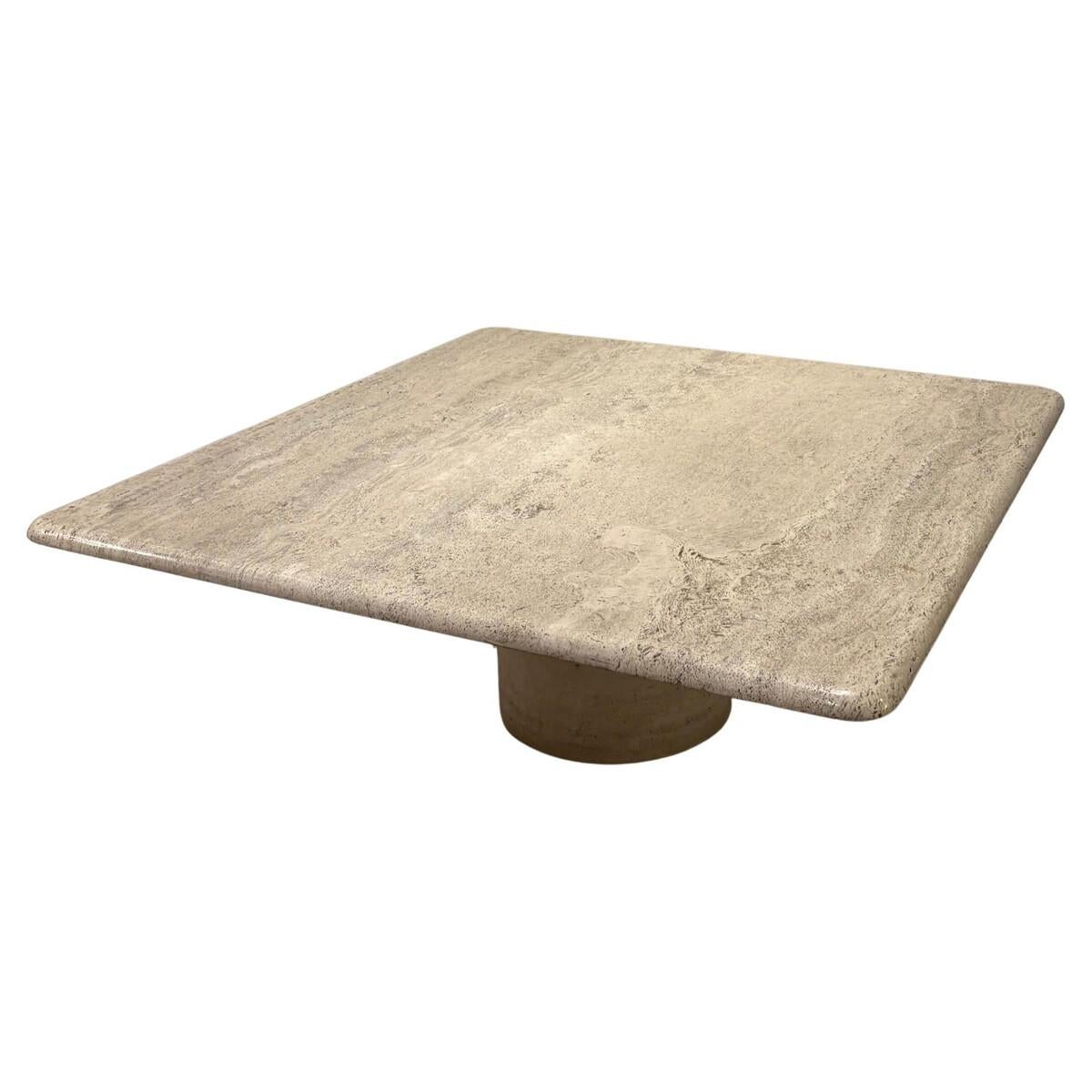 Mesa baja cuadrada de travertino de Angelo Mangiarotti para Up & Up, Italia, años 70 Moderno de mediados de siglo en venta
