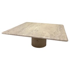 Square Travertine Coffee Table by Angelo Mangiarotti for Up & Up, Italy, 1970s