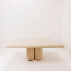 Square Travertine Coffee Table by Mario Bellini for Cassina, Circa 1975