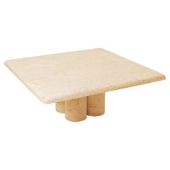 Tavolino quadrato in travertino di Mario Bellini per Cassina, CIRCA 1975