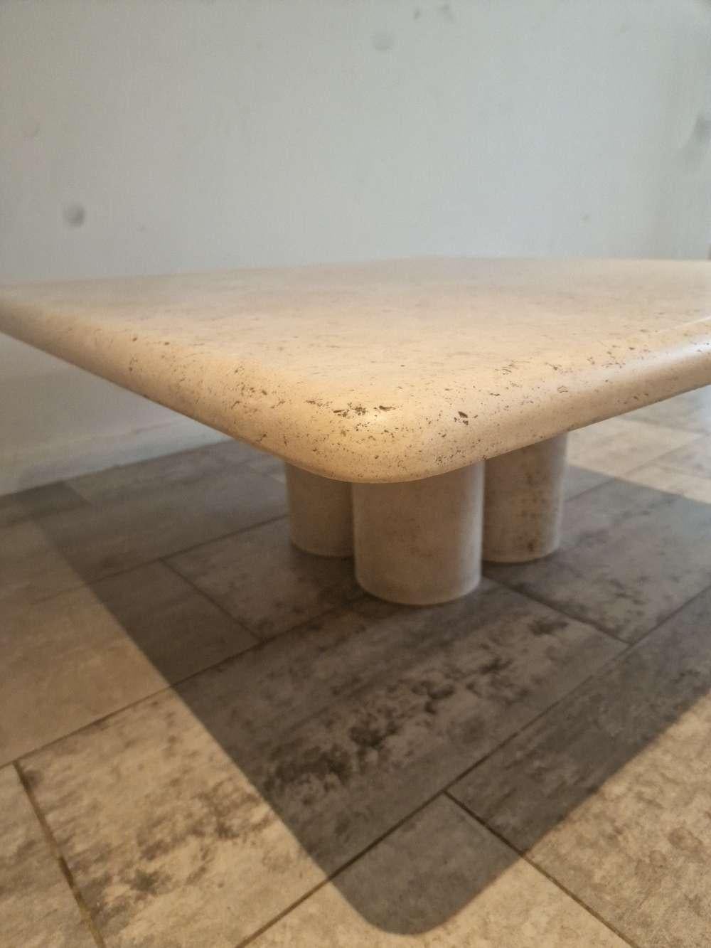 Square Travertine Coffee Table by Mario Bellini for Cassina In Good Condition For Sale In Waasmunster, BE