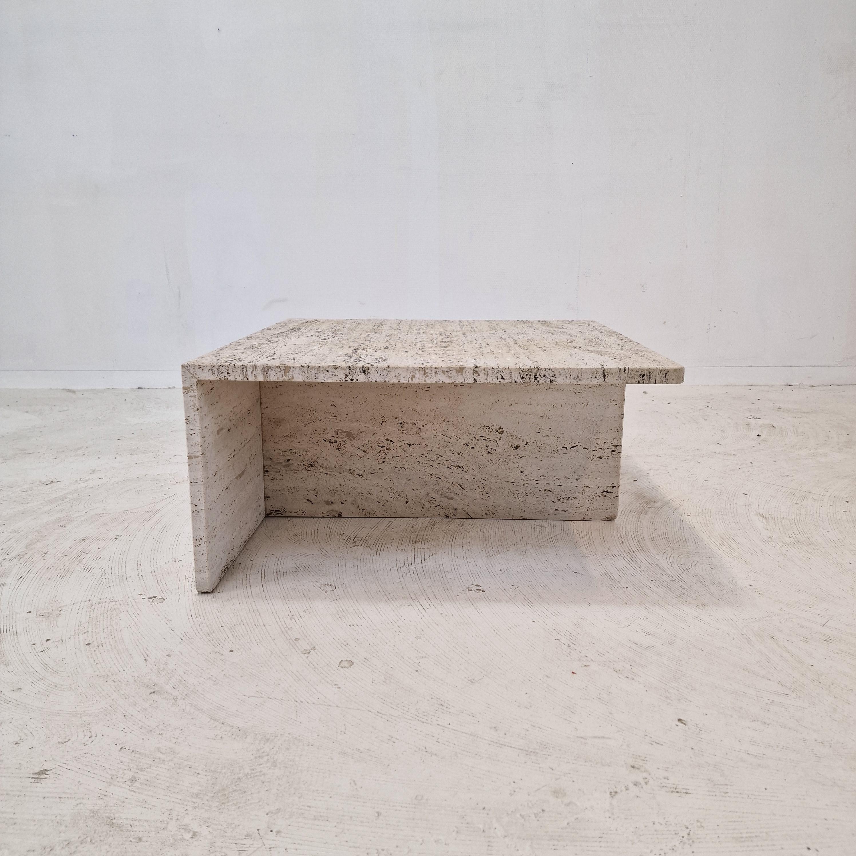 Square Travertine Coffee Table by Up & Up Italy, 1970s For Sale 3