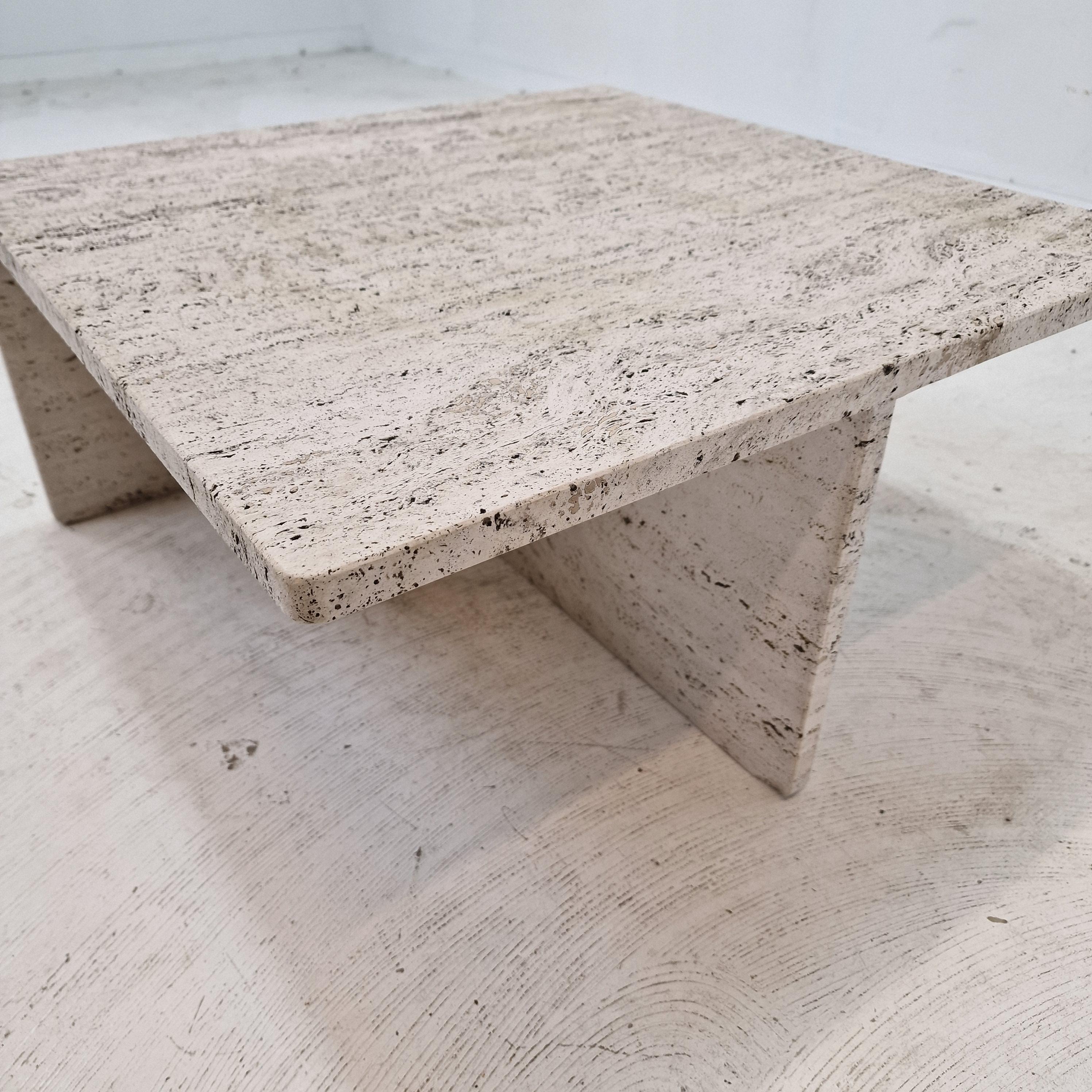 Square Travertine Coffee Table by Up & Up Italy, 1970s For Sale 5