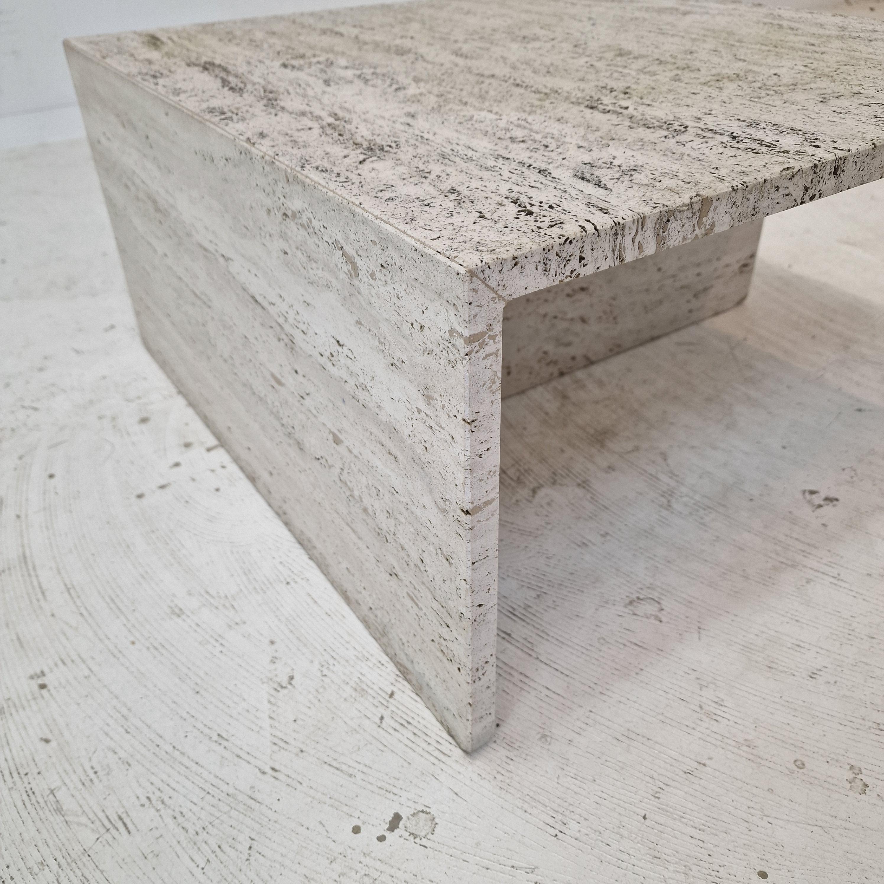 Square Travertine Coffee Table by Up & Up Italy, 1970s For Sale 6