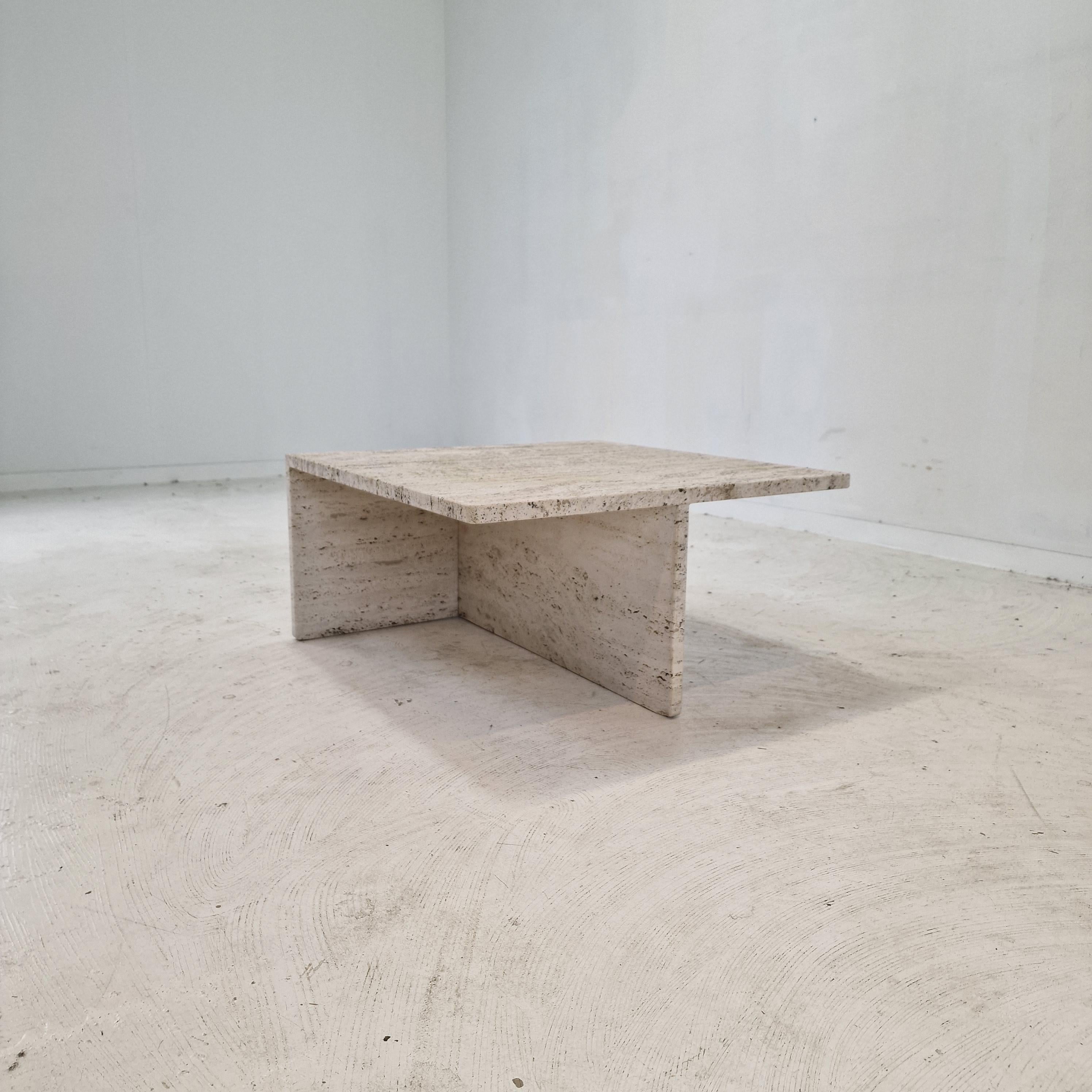 Hand-Crafted Square Travertine Coffee Table by Up & Up Italy, 1970s For Sale