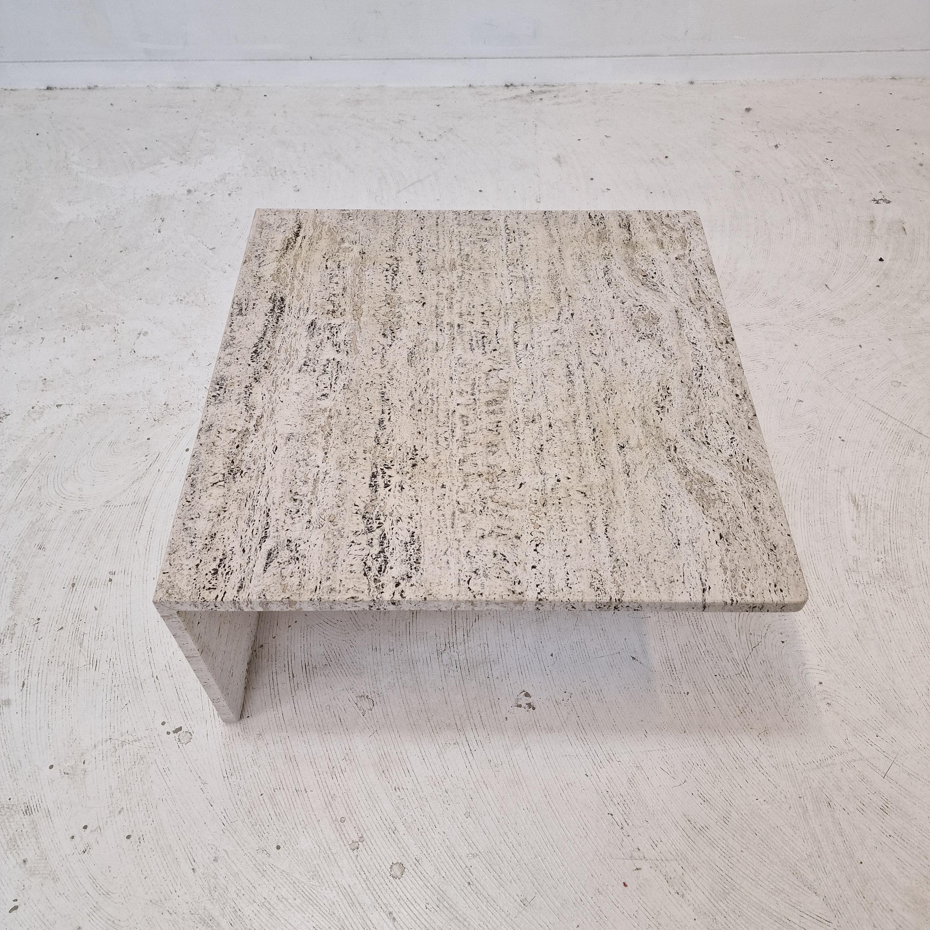 Square Travertine Coffee Table by Up & Up Italy, 1970s For Sale 2