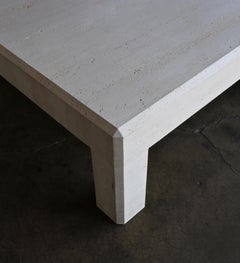 Square Travertine Coffee Table, circa 1980
