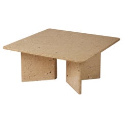 Square travertine coffee table