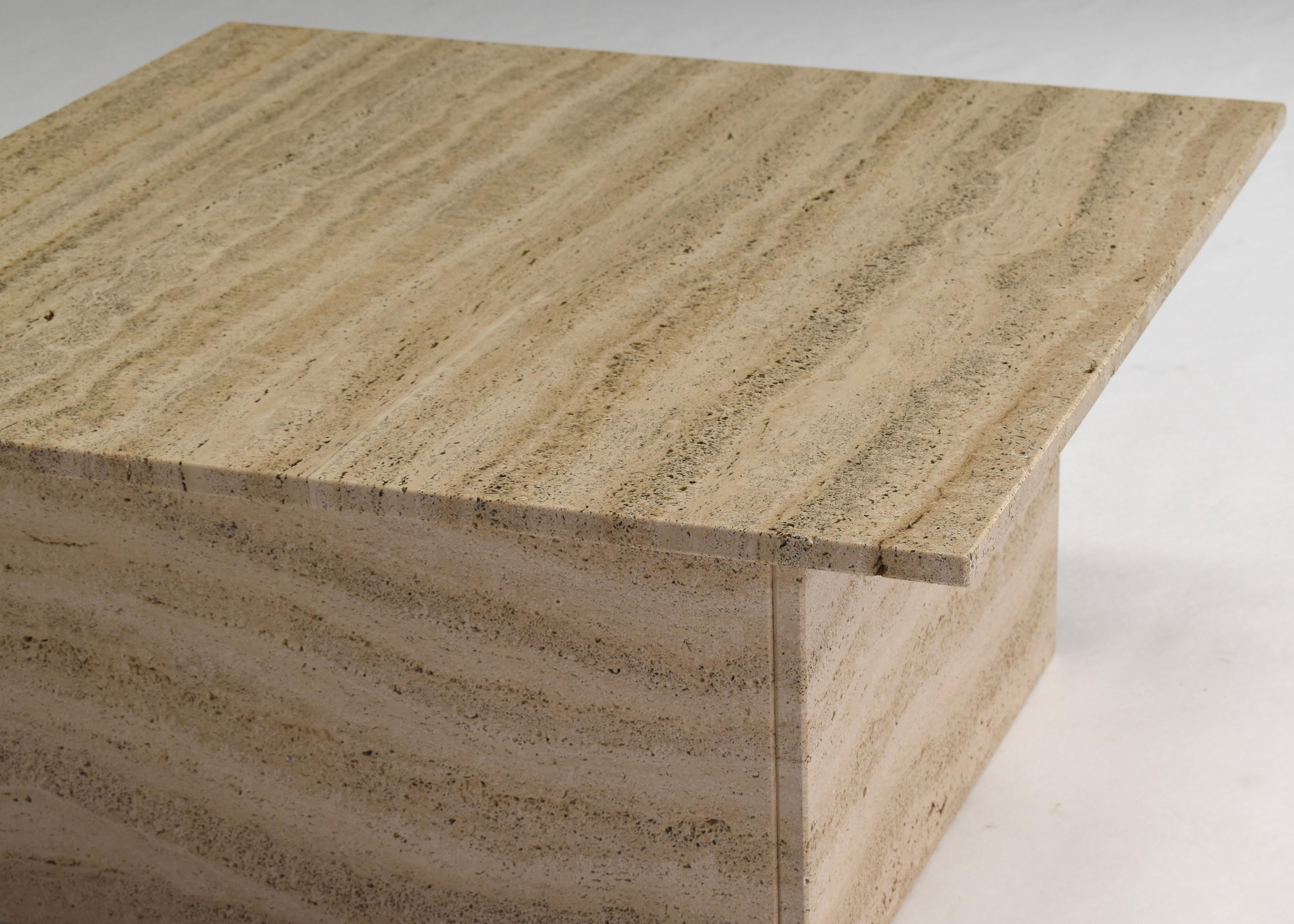 Square Travertine Coffee Table in the style of Up&Up Mangiarotti, Italy, 1970 For Sale 5