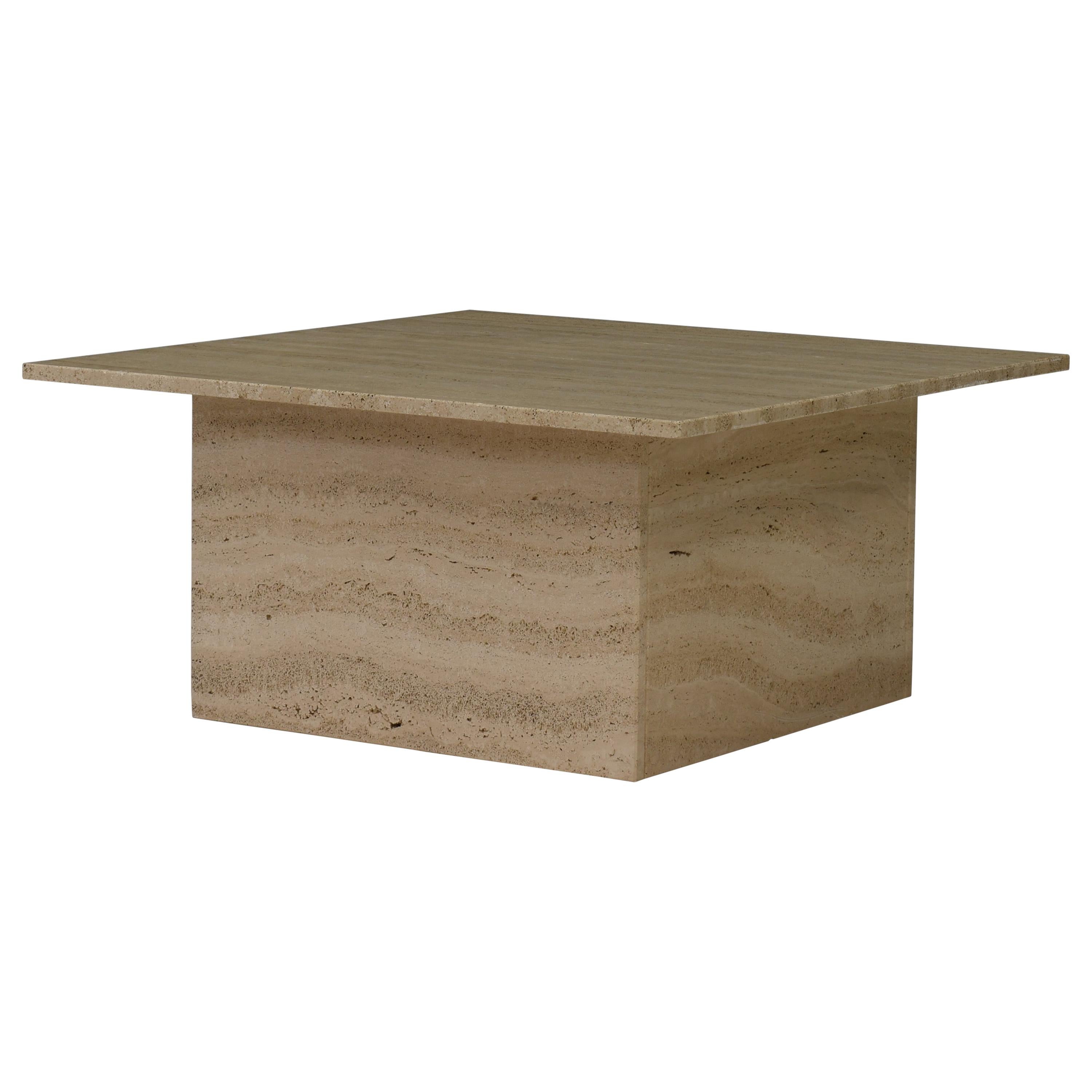 Square Travertine Coffee Table in the style of Up&Up Mangiarotti, Italy, 1970 For Sale