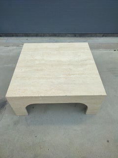 Square Travertine Coffee Table in the style of Willy Rizzo