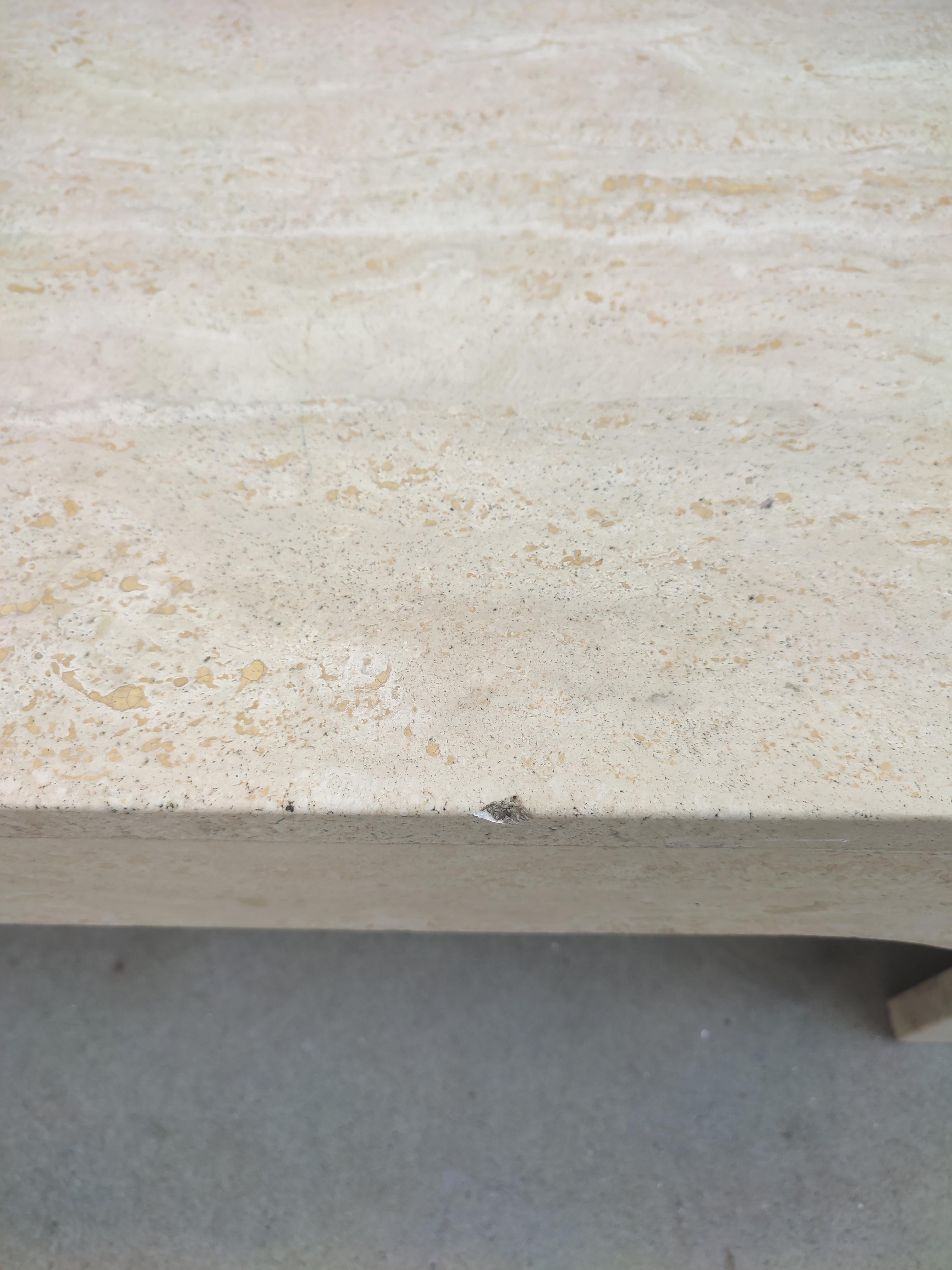 Mid-Century Modern Square Travertine Coffee Table in the style of Willy Rizzo For Sale