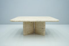 Square Travertine Coffee Table, Italy, 1970s