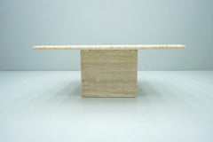 Square Travertine Coffee Table, Italy, 1970s