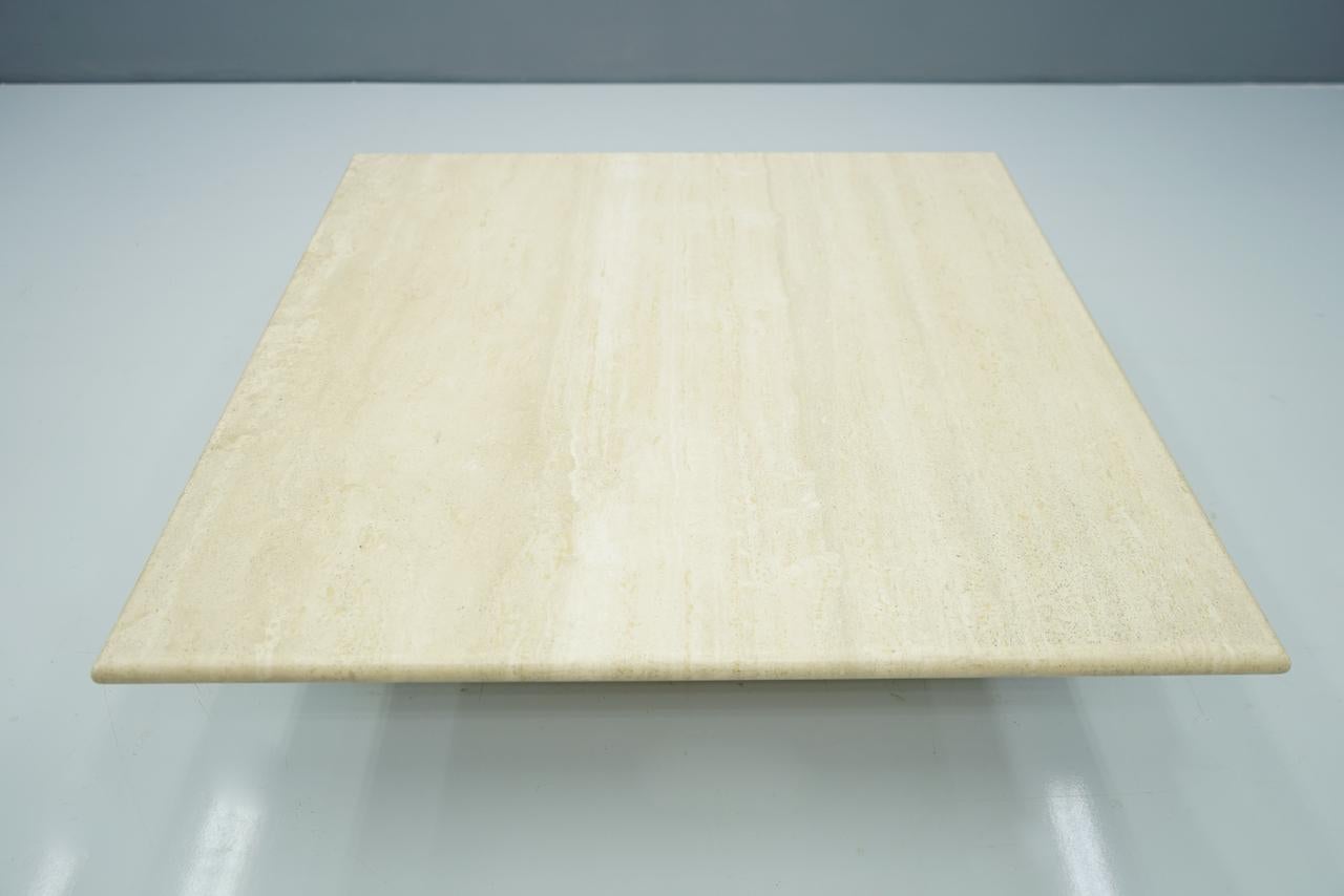 Late 20th Century Square Travertine Coffee Table, Italy, 1970s For Sale