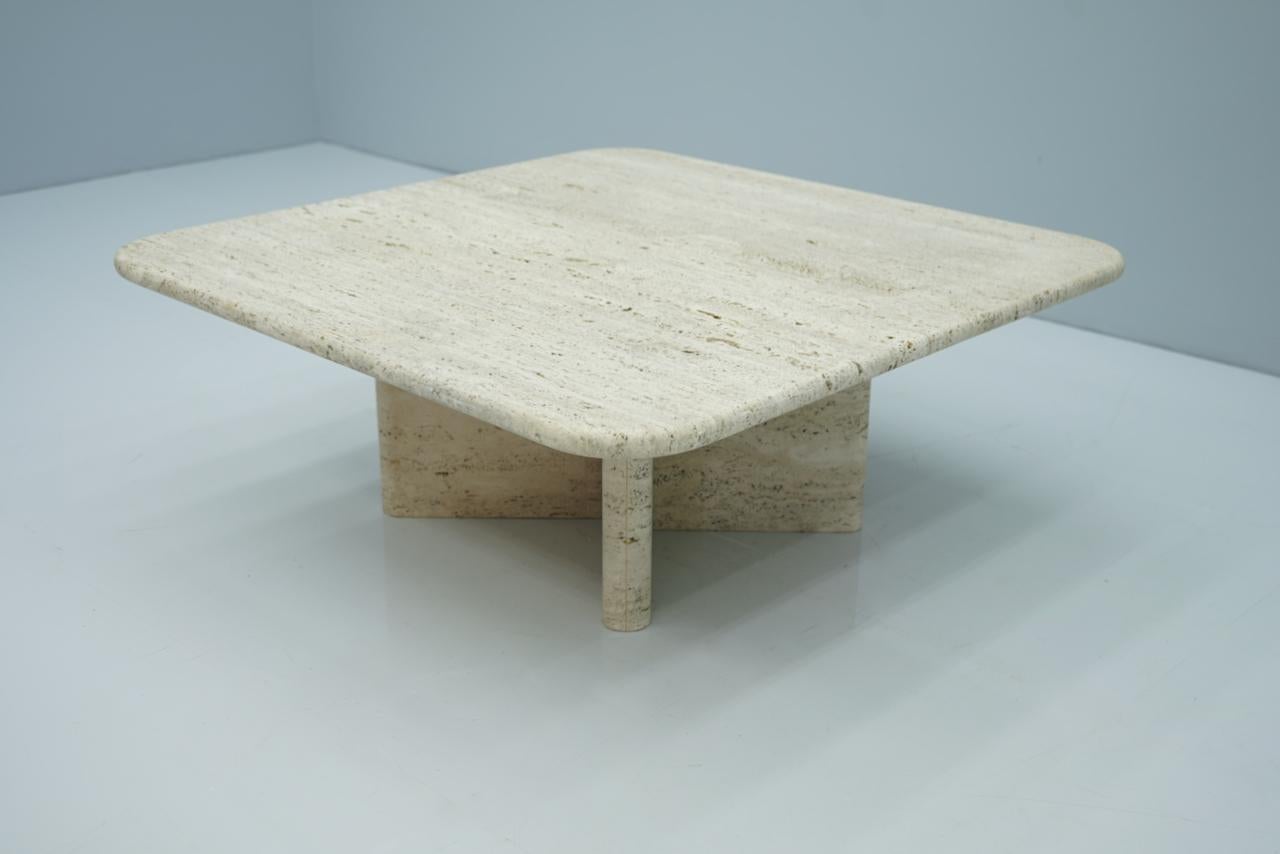 Square Travertine Coffee Table, Italy, 1970s 1