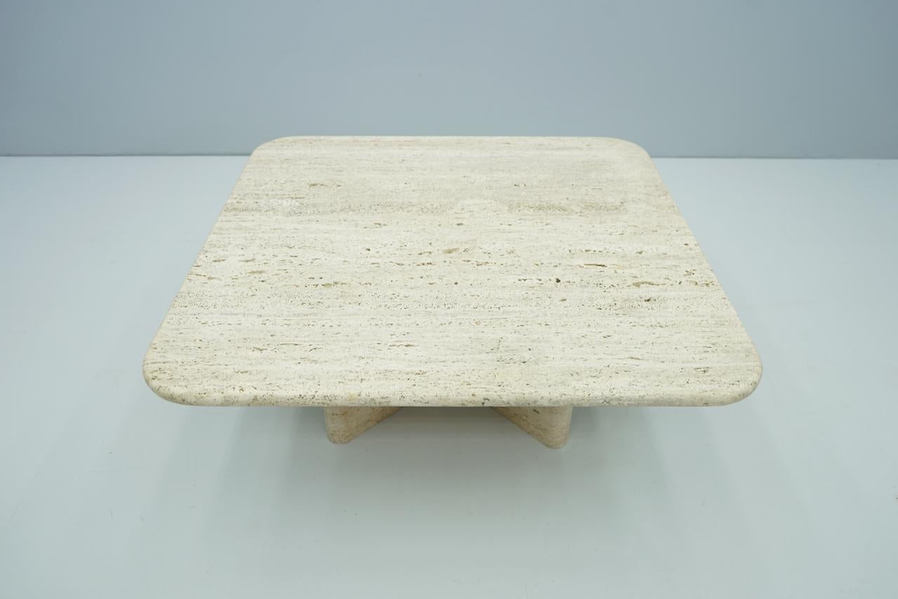 Square Travertine Coffee Table, Italy, 1970s 2