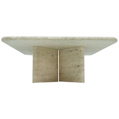 Square Travertine Coffee Table, Italy, 1970s