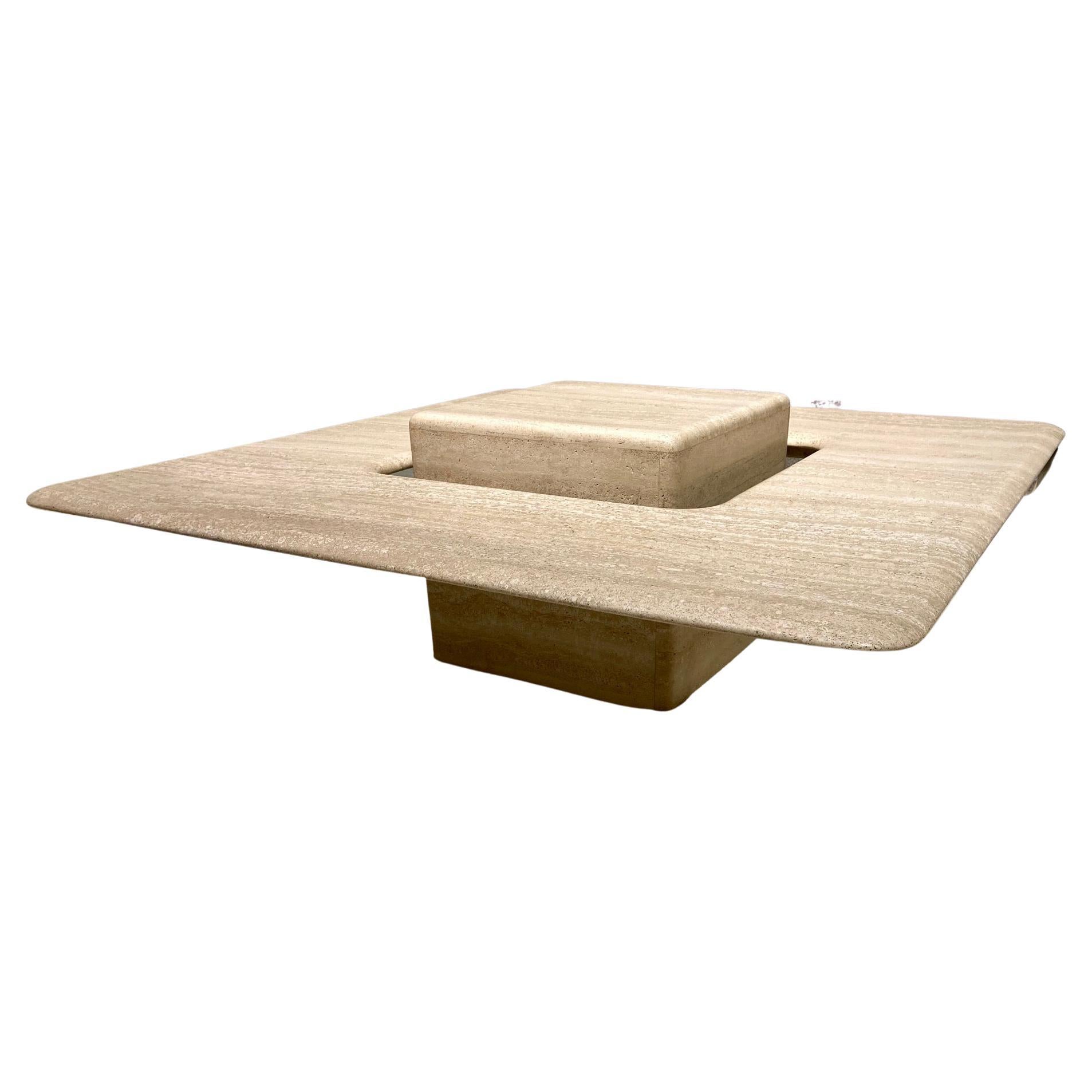 Square Travertine Coffee Table, Italy, 1970's