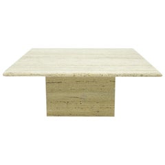 Square Travertine Coffee Table Italy 1970s Stone Marble