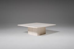 Square Travertine Coffee Table with Block Base