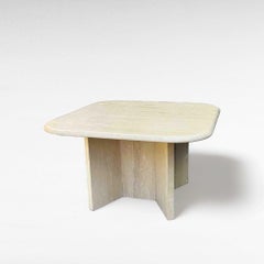 Square Travertine Coffee Table with Rounded Corners, Italy, 1970