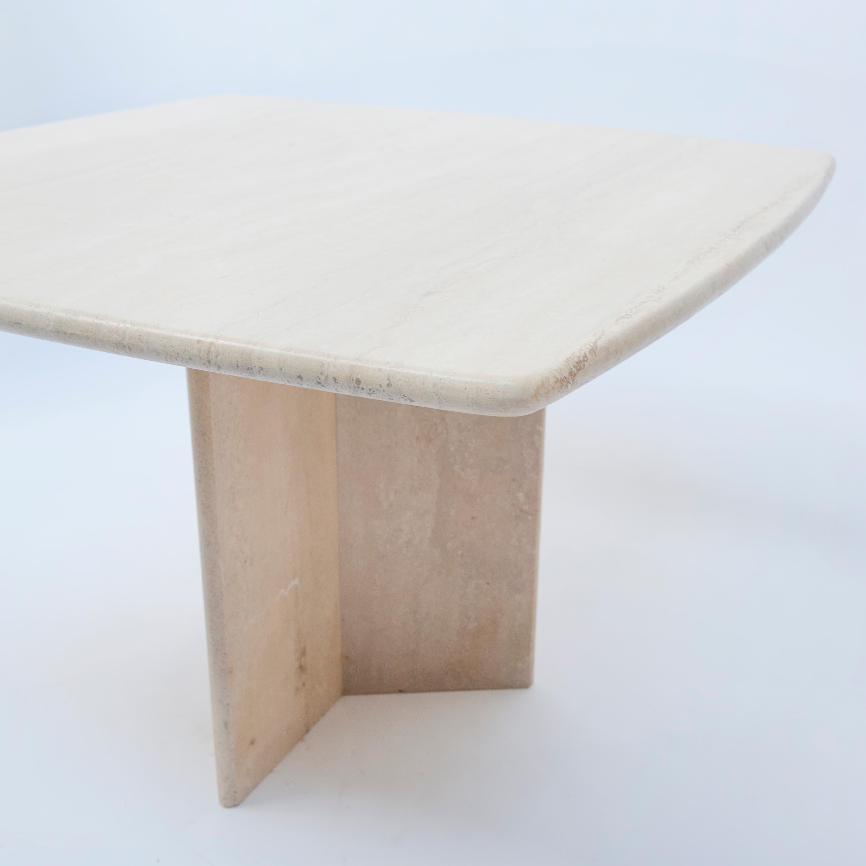 Mid-Century Modern Square Travertine Dining or Cocktail Table, 1970s