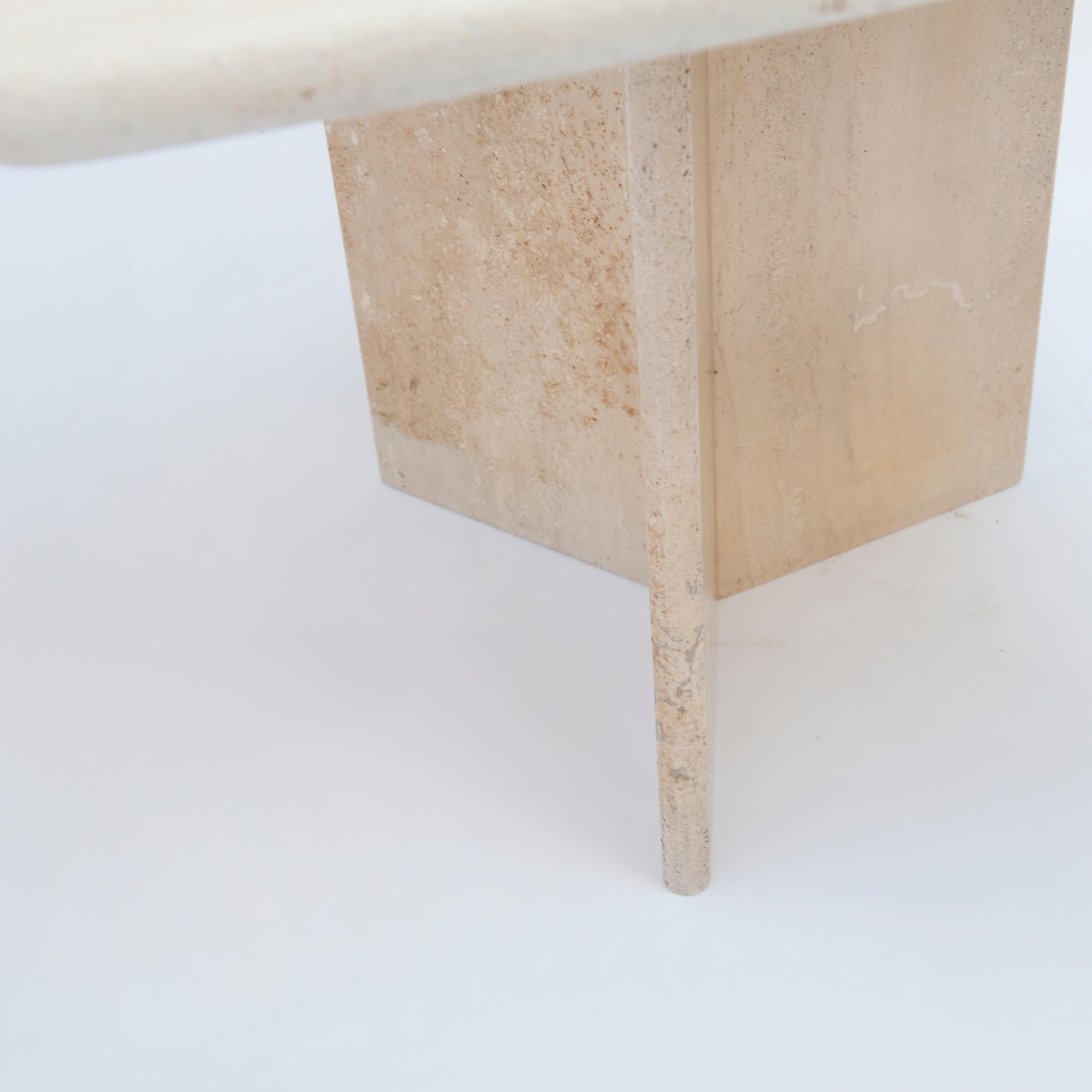 Square Travertine Dining or Cocktail Table, 1970s In Good Condition In Hilversum, NL