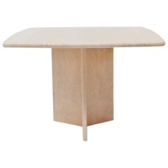 Square Travertine Dining or Cocktail Table, 1970s